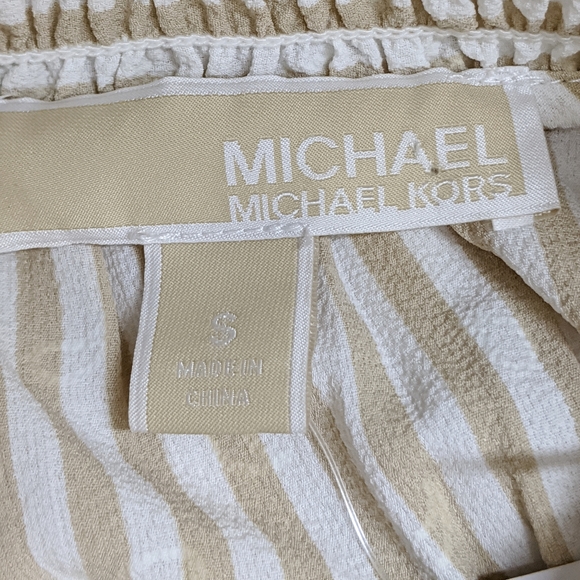 NWT MICHAEL KORS Khaki/White Stripe Top Sz S - Picture 5 of 14